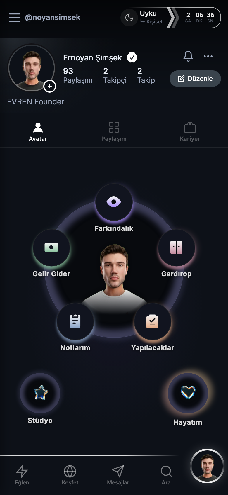 Avatar ve Orbit Menü