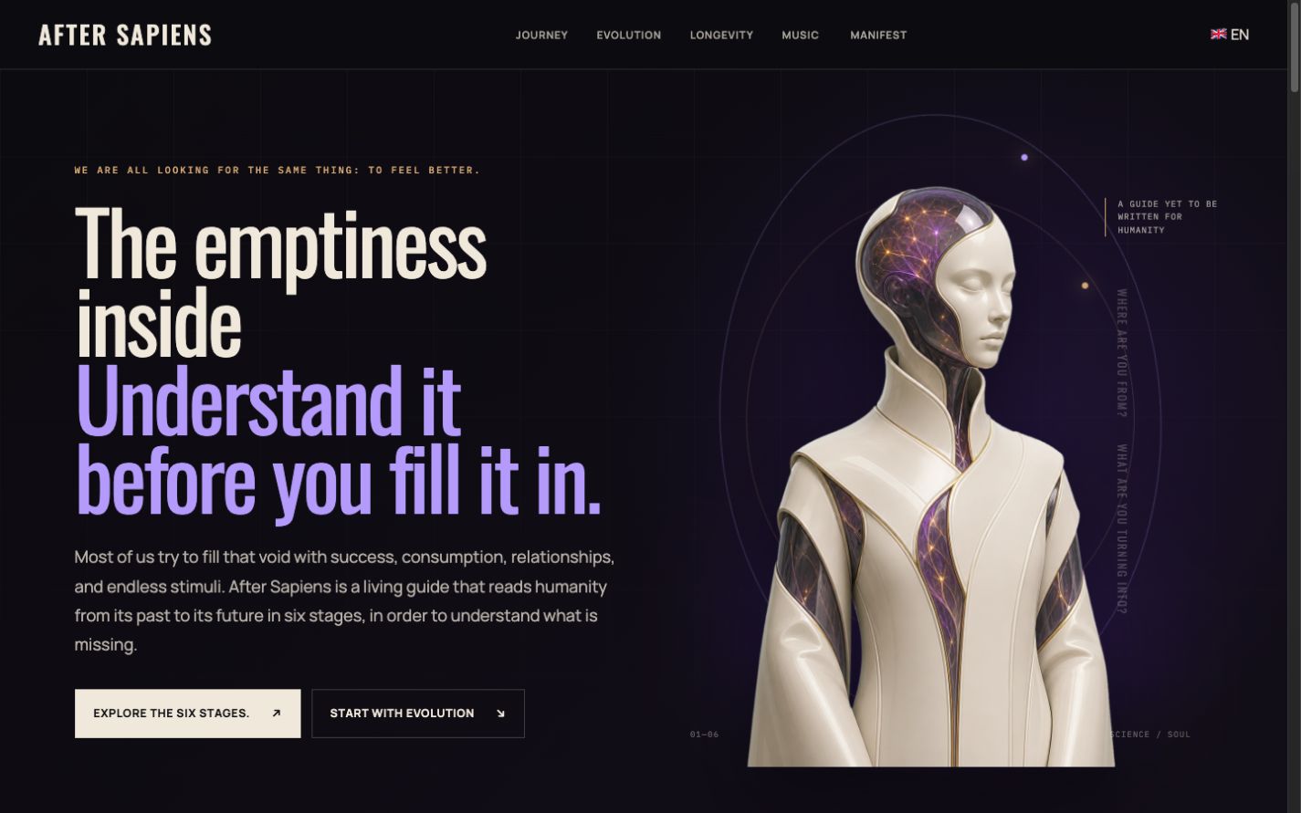 aftersapiens.com web sitesi ön izlemesi
